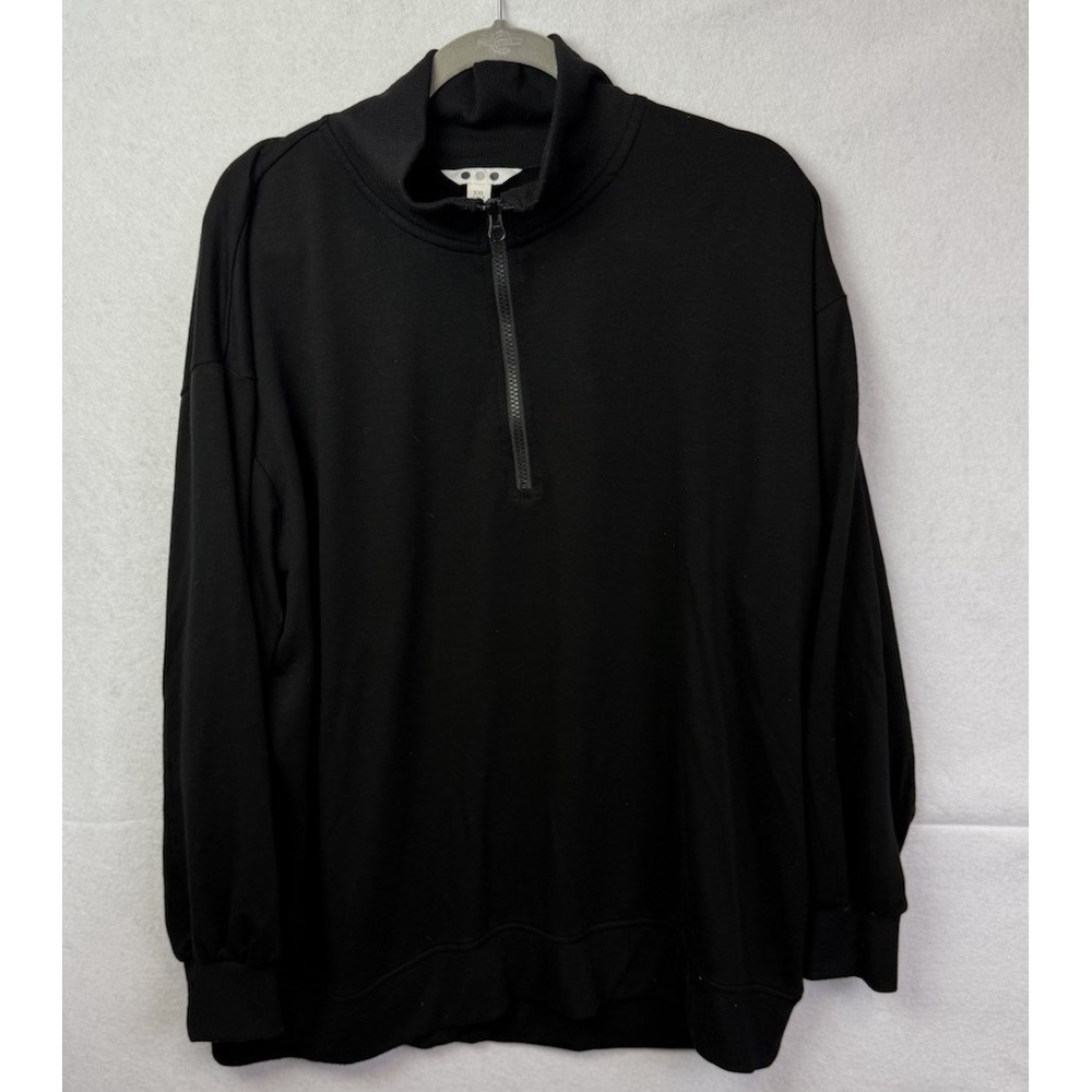 Three Dots Ladies' Quarter Zip Pullover, Black XXL